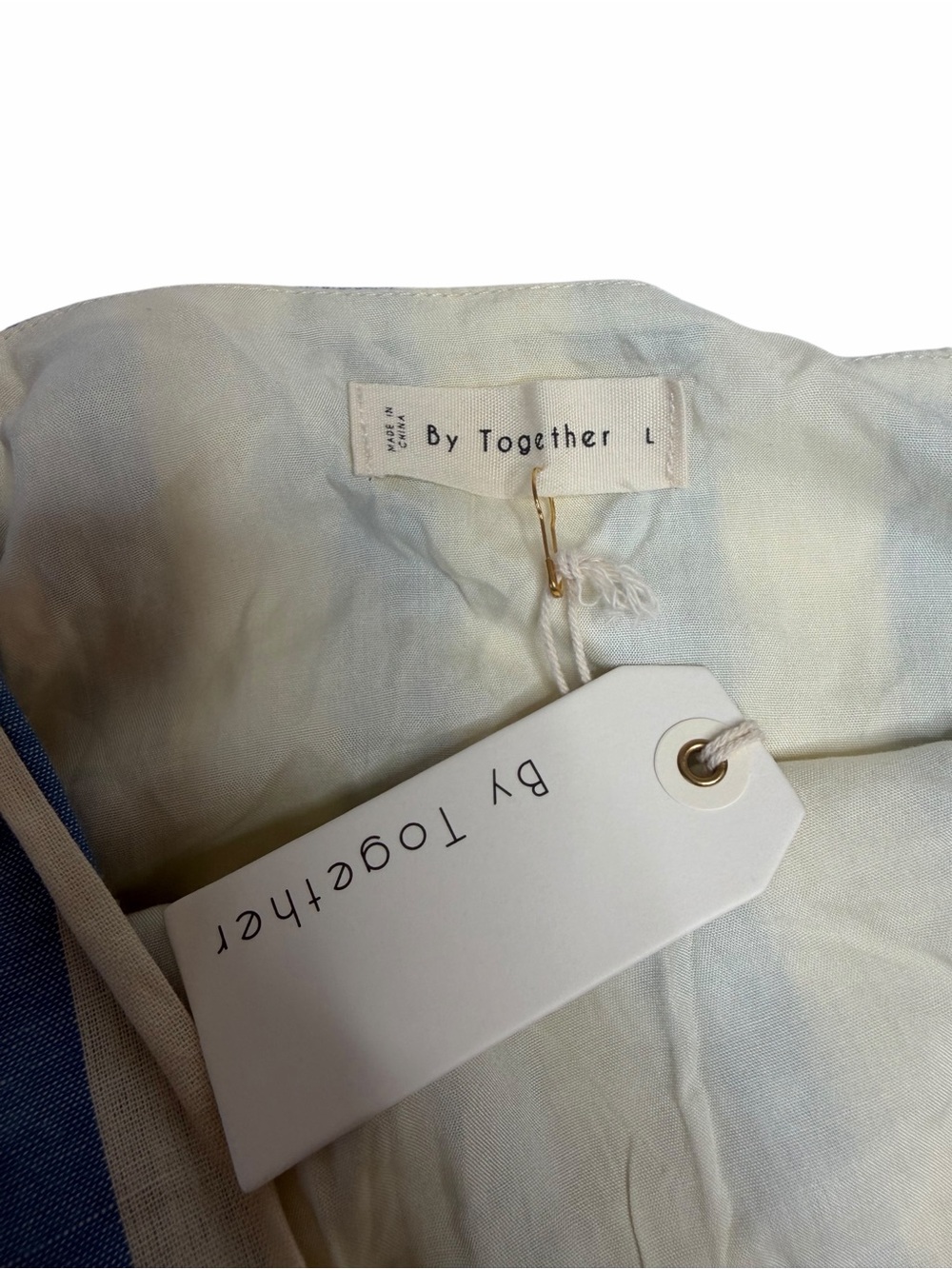 By Together Blue & White Striped Tie-Shoulder Mini Dress Size Large NWT - Picture 6 of 6